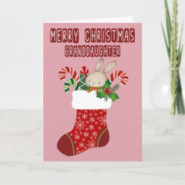 Tarjeta Medias de Navidad para nieta con conejo