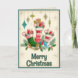 Tarjeta Medias de Navidad Vintage Retro