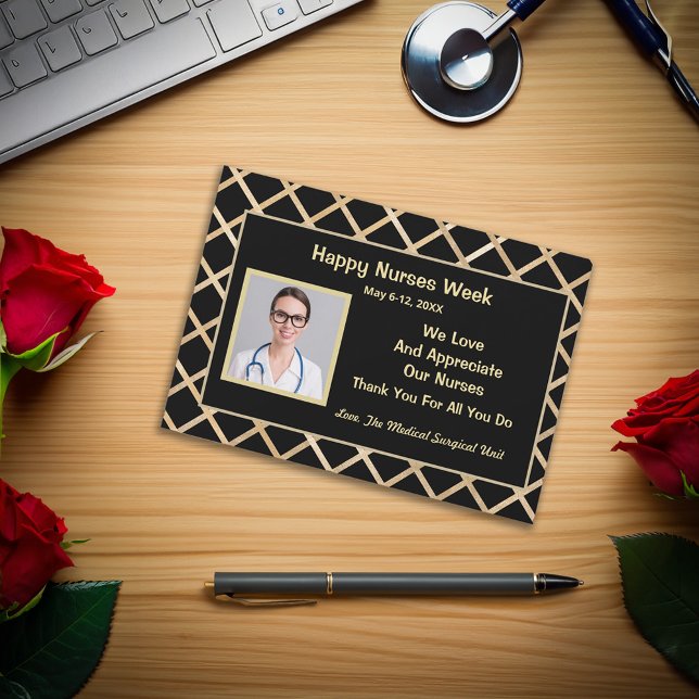 Tarjeta Médica de Apreciación Fotográfica de la Se (Happy Nurses Week Photo Appreciation Medical Card great to show appreciation. )
