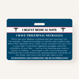 Tarjeta médica de emergencia para neuralgia trigem