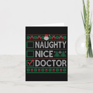 Tarjeta Médicas Navidades de Naughty Lista Suéter