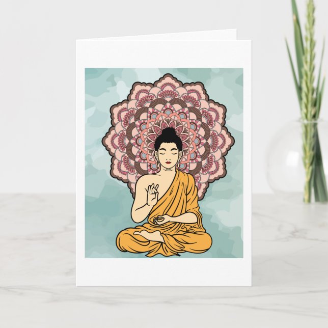 Tarjeta Medición Buda Mandala Retro (Anverso)