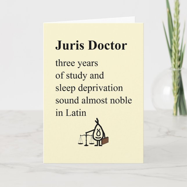 Tarjeta Médico de Juris - poema de grad de derecho diverti (Anverso)