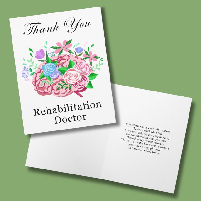 Tarjeta Médico De Rehabilitación Gracias Cerebro Con Flore (Subido por el creador)