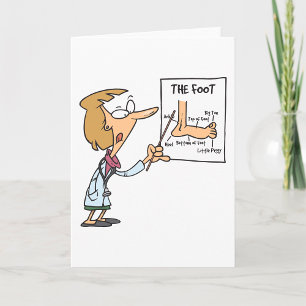 Tarjeta Médico Divertido Enseñando Anatomía del Pie