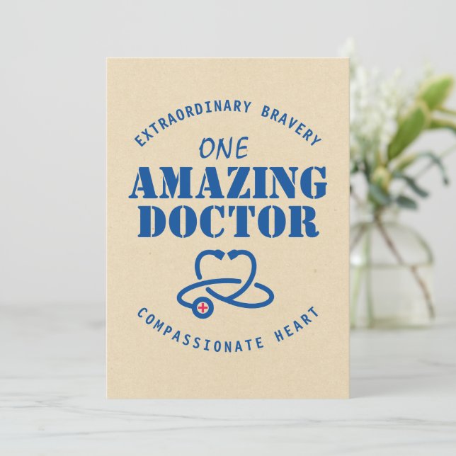Tarjeta Médico Gracias Extraordinario Bravery Compasivo (Anverso de pie)
