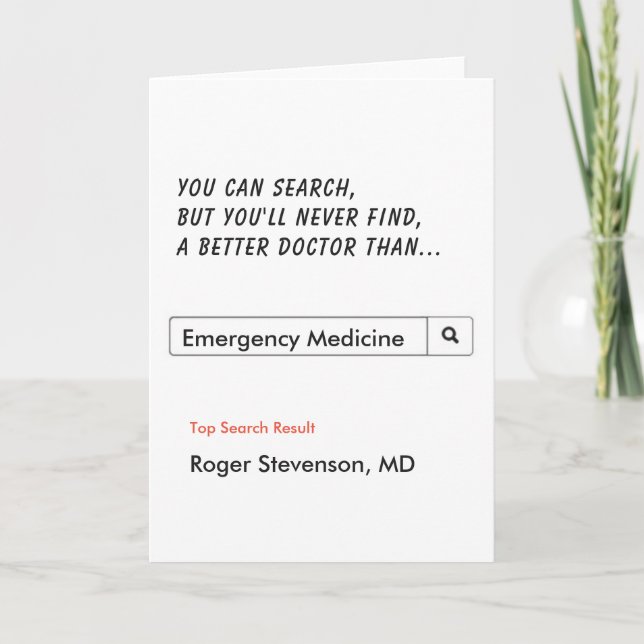 Tarjeta Médico gracioso Gracias a Medicina de Emergencia (Anverso)