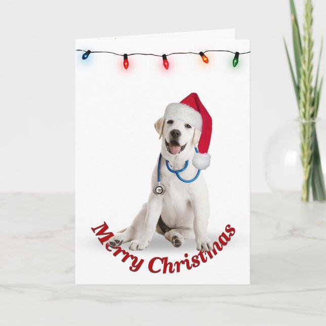 Tarjeta Médico Labrador Retriever de Navidad  (Anverso)