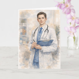 Tarjeta Médico masculino divertido acuarela Ezequiel 25-1