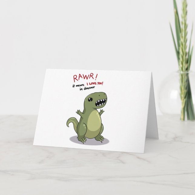 Tarjeta Medios de Rawr te amo en dinosaurio (Anverso)