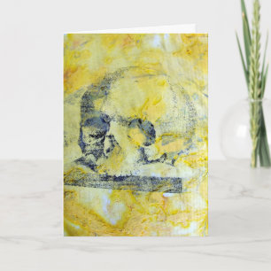 Tarjeta Medios mixtos de cráneo vintage, Halloween