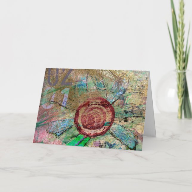 Tarjeta Medios mixtos y flores digitales, recuperarse pron (Anverso)