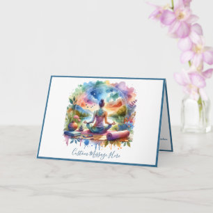 Tarjeta Meditación Zen Yoga en la Naturaleza Acuarela Past