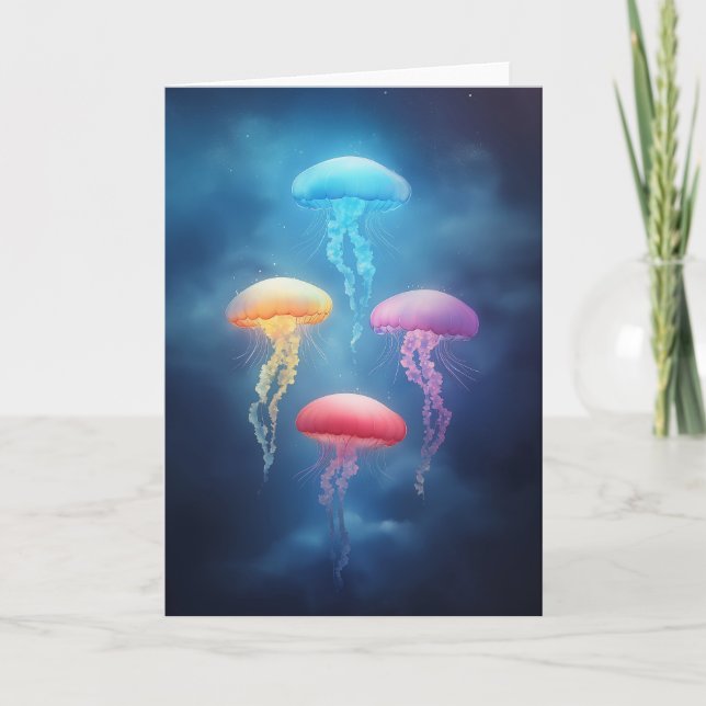 Tarjeta Medusas Coloridas Bailarinas (Anverso)