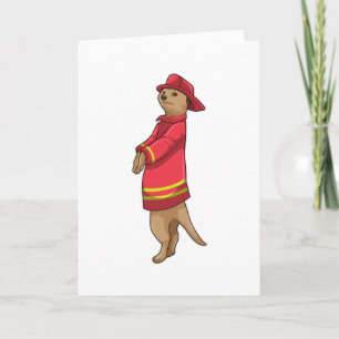 Tarjeta Meerkat como bombero con casco