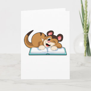 Tarjeta Meerkat con libro