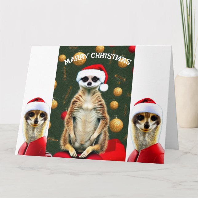 Tarjeta Meerkats Santa navidades (Anverso)
