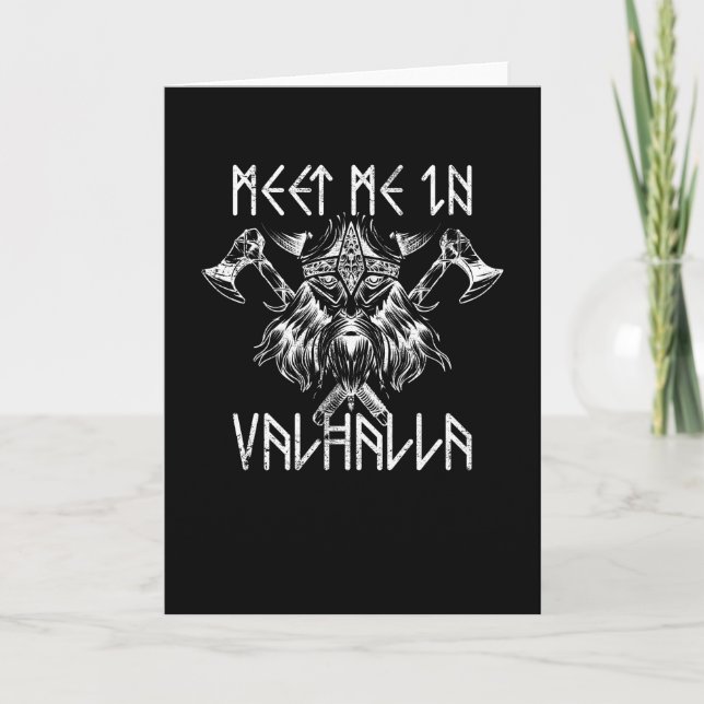 Tarjeta Meet Me In Valhalla Nordic Shirt Runes Vikings (Anverso)