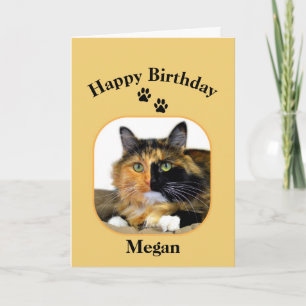 Tarjeta Megan Calico Cat Happy Birday