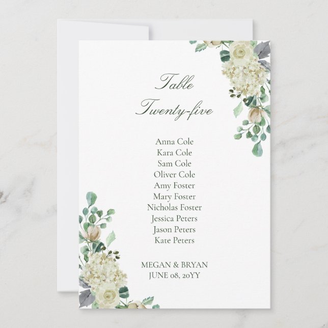 Tarjeta Megan Elegant Wedding Table (Anverso)