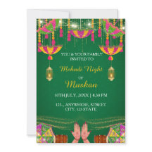 Tarjeta Mehndi Night Invitation, Henna Invitation