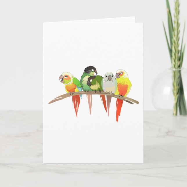 Tarjeta Mejilla verde Conures (Anverso)