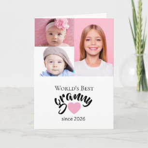 Tarjeta Mejor Abuela del Mundo desde el Año 3 Foto Adorabl
