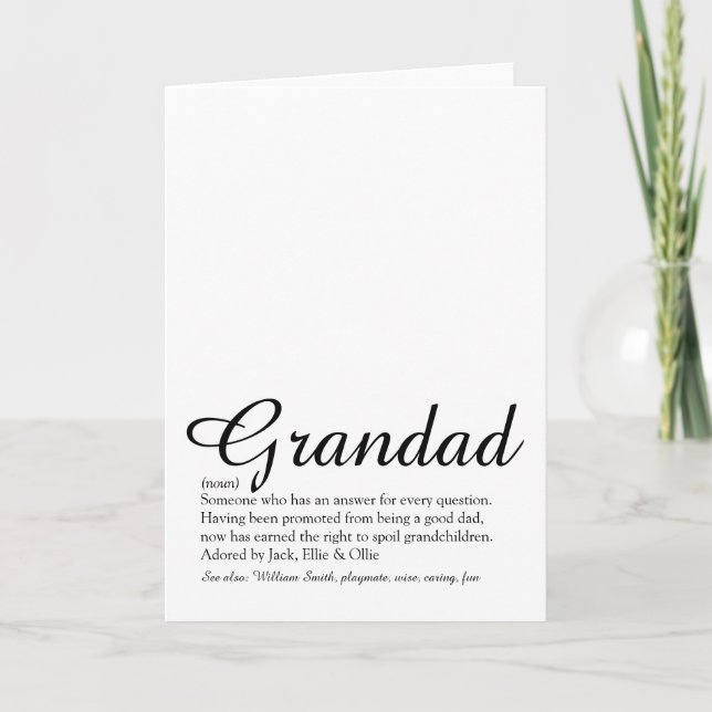 Tarjeta Mejor Abuelo del Mundo, Guión de Definición del Ab (Anverso)