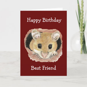 Tarjeta Mejor Amigo Cumpleaños Cute Peeking Mouse Diversió