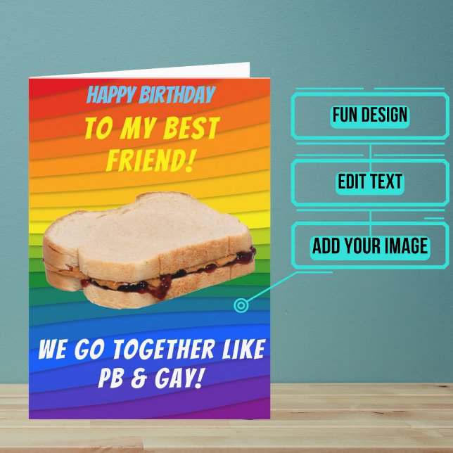 Tarjeta Mejor Amigo Gay Cumpleaños (Wish a very Happy Birth - gay to your favorite person with this LGBTQ+ inspired birthday card. )