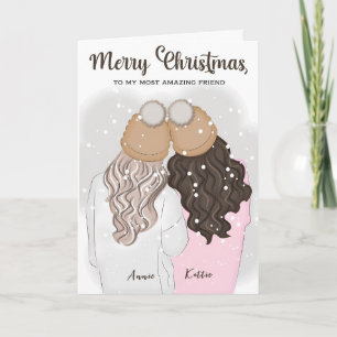 Tarjeta Mejor Amigo Simple Personalizado Bestie Girlie Xma