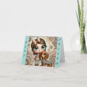 Tarjeta Mejor Amigo Whimsical Dachshund