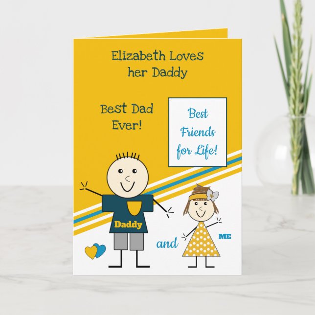 Tarjeta Mejor Amigos para la Vida Papi y yo azul amarillo (Anverso)