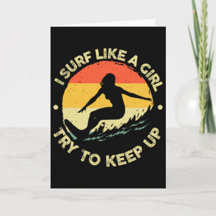 Tarjeta Mejor Arte de Surf para Chicas Mujeres Playa Surfi