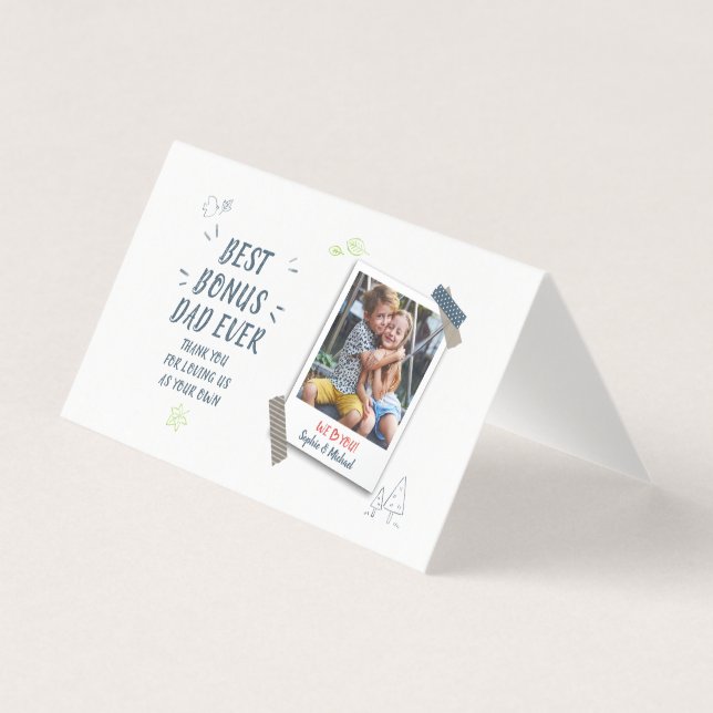 Tarjeta Mejor Bono Papá Nunca Padre Día Niños Foto (Anverso)