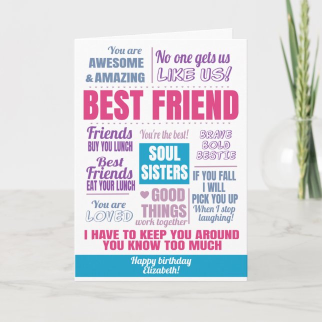 Tarjeta Mejor Cita de Cumpleaños de Amigo (Anverso)