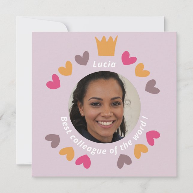 Tarjeta Mejor colega compañero de trabajo amigo - foto - f (Anverso)