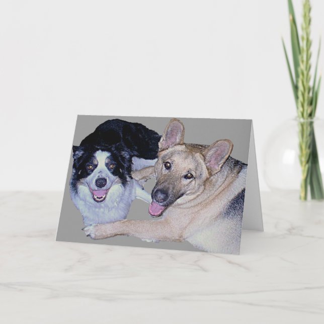 Tarjeta Mejor Compañero de Amigos Collie y Pastor Alemán (Anverso)