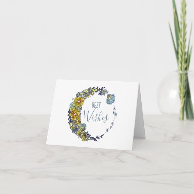 Tarjeta Mejor Deseos Dandelion Circle Moon Design (Anverso)