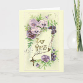 Tarjeta Mejor Deseos Lavender Pansies Rosary