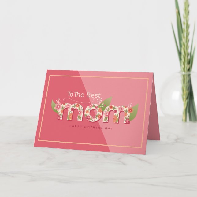 Tarjeta Mejor Día de la Madre de mamá rosa floral (Anverso)