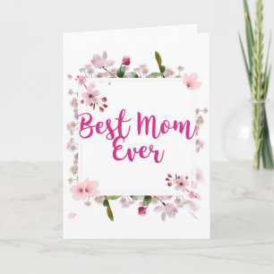 Tarjeta Mejor Día de Madre Floral Rosa de Mamá