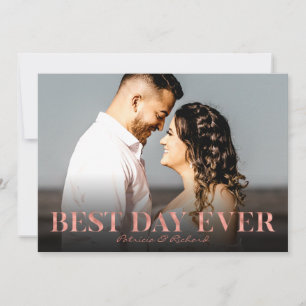 Tarjeta Mejor Día Rosa Dorado Agradecimiento Boda Foto