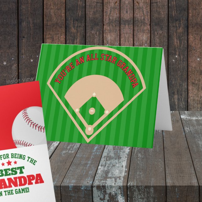 Tarjeta Mejor en el Juego Regalo Personalizado de Béisbol (All Star Best in the Game Folding Greeting Card for Dad, Grandpa, Coach or anyone! )