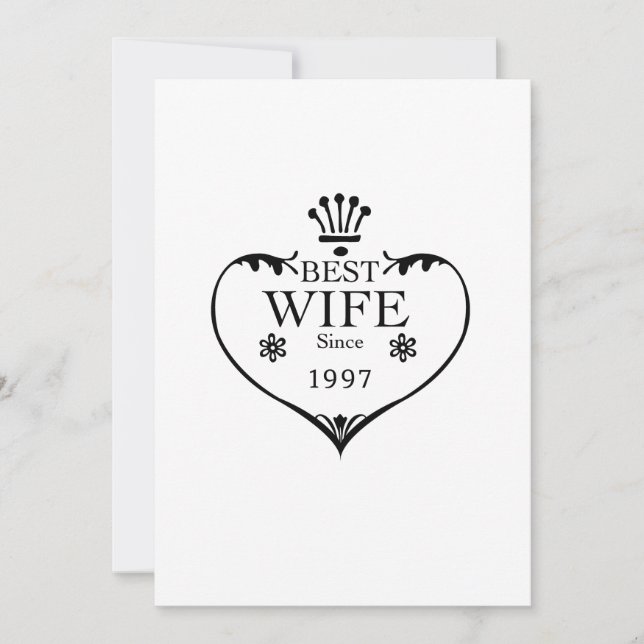 Tarjeta Mejor Esposa Desde 1997 20º aniversario de bodas (Anverso)