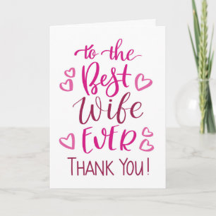 Tarjeta Mejor esposa que nunca gracias tipografía en rosa