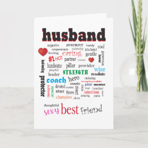 Tarjeta Mejor Esposo Maravilloso A1 Word Cloud