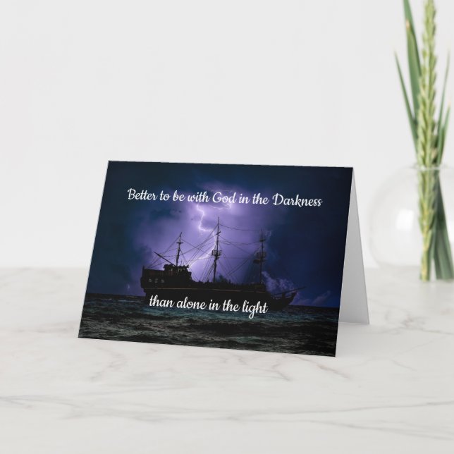 Tarjeta Mejor estar con Dios en la cita de la oscuridad (Anverso)