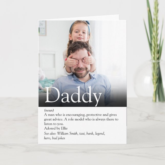 Tarjeta Mejor foto de definición de papá, papá, padre (Anverso)