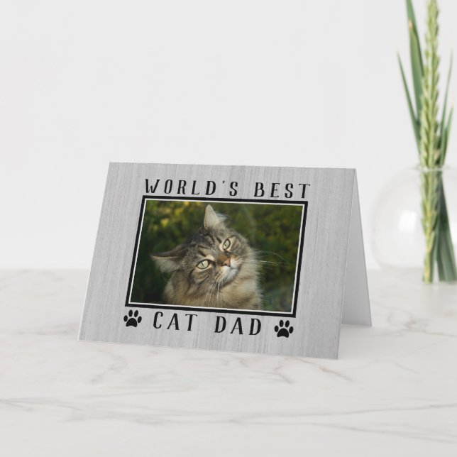 Tarjeta Mejor foto de papá gato del mundo del Día Rústico  (Anverso)